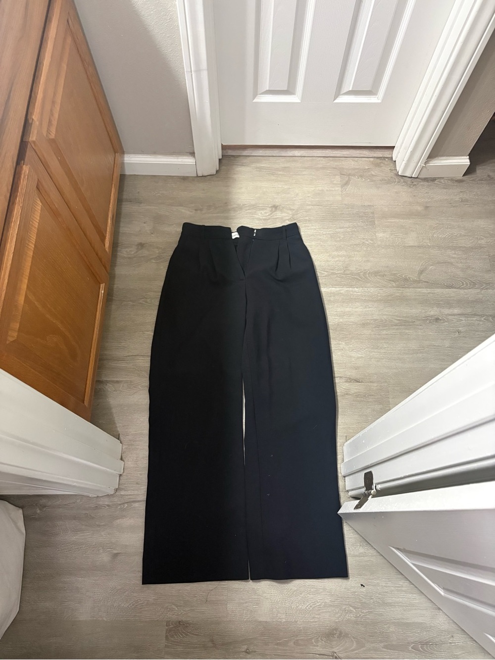 Abercrombie & Fitch Black High-Rise Wide-Leg Trousers